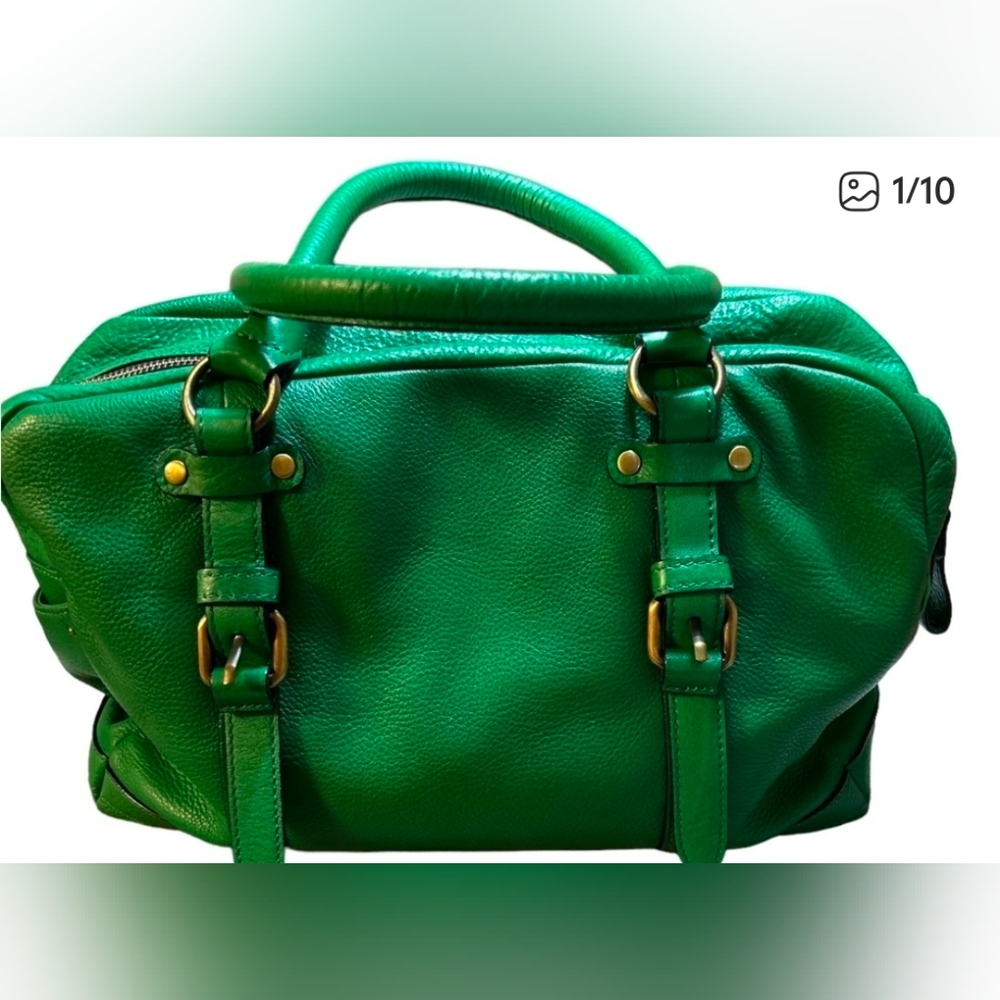 Pilcro and the Letterpress beautiful leather green bag